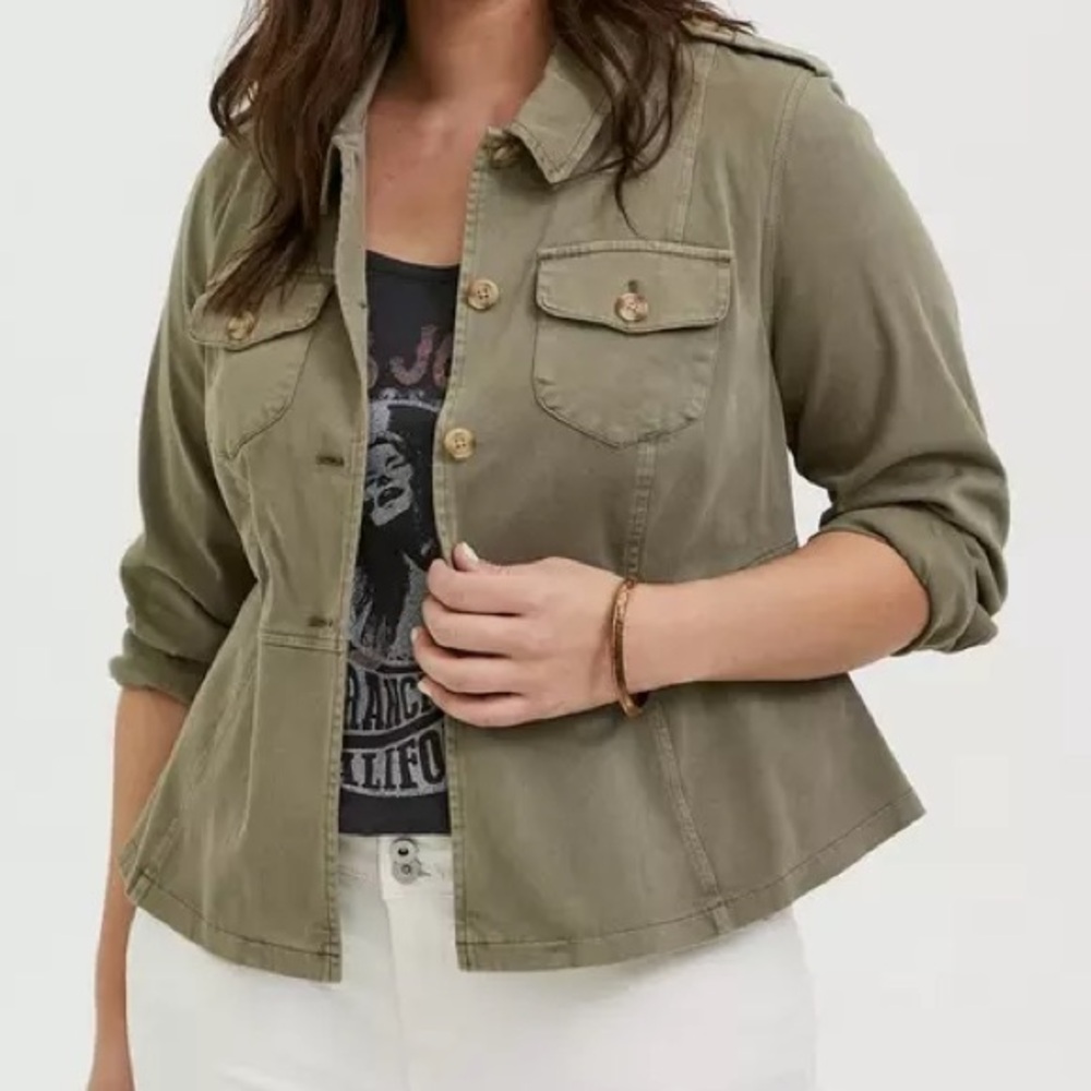 Torrid Twill Peplum Utility Jacket Size 0(Large)